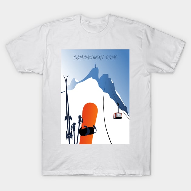 Chamonix Aiguille du Midi snowboard ski leewarddesign T-Shirt by leewarddesign